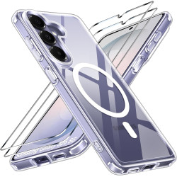 ivoler Coque Magnétique pour Samsung Galaxy S26 5G avec 2 Pièces Verre Trempé, Compatible avec MagSafe, Translucide Mat Arrière 