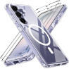 ivoler Coque Magnétique pour Samsung Galaxy S26 5G avec 2 Pièces Verre Trempé, Compatible avec MagSafe, Translucide Mat Arrière 