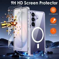 ivoler Coque Magnétique pour Samsung Galaxy S26 5G avec 2 Pièces Verre Trempé, Compatible avec MagSafe, Translucide Mat Arrière 