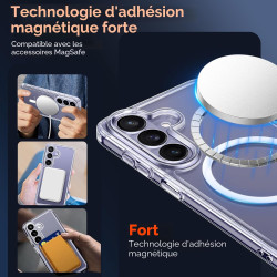 ivoler Coque Magnétique pour Samsung Galaxy S26 5G avec 2 Pièces Verre Trempé, Compatible avec MagSafe, Translucide Mat Arrière 