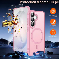 ivoler Coque Magnétique pour Samsung Galaxy S26 5G avec 2 Pièces Verre Trempé, Compatible avec MagSafe, Translucide Mat Arrière 