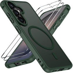 ivoler Coque Magnétique pour Samsung Galaxy S26 5G avec 2 Pièces Verre Trempé, Compatible avec MagSafe, Translucide Mat Arrière 