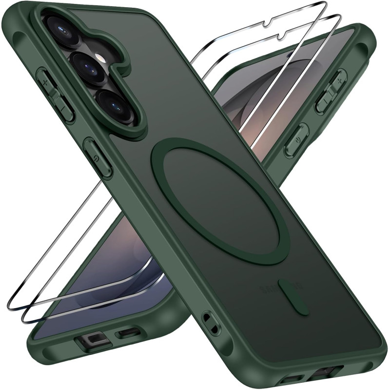 ivoler Coque Magnétique pour Samsung Galaxy S26 5G avec 2 Pièces Verre Trempé, Compatible avec MagSafe, Translucide Mat Arrière 
