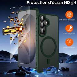 ivoler Coque Magnétique pour Samsung Galaxy S26 5G avec 2 Pièces Verre Trempé, Compatible avec MagSafe, Translucide Mat Arrière 