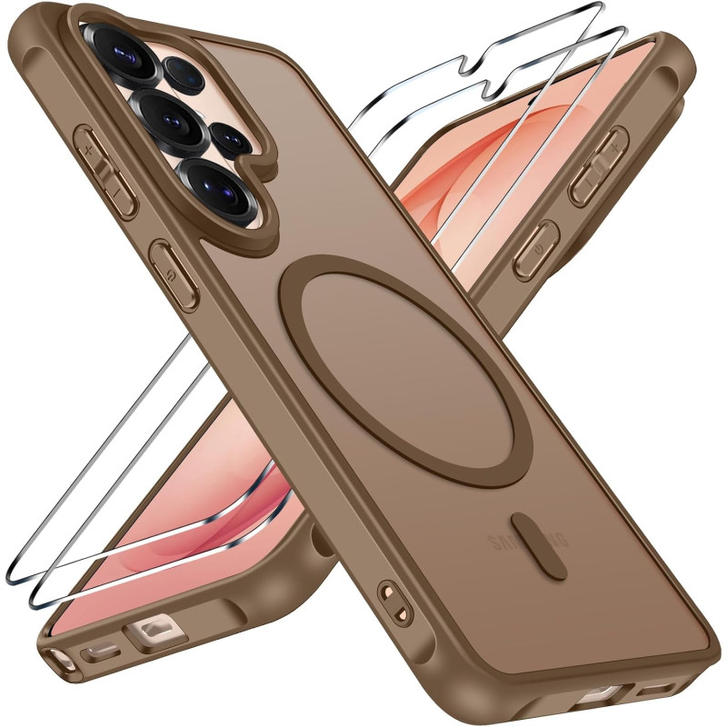 ivoler Coque Magnétique pour Samsung Galaxy S26 Ultra 5G avec 2 Pièces Verre Trempé, Compatible avec MagSafe, Translucide Mat Ar