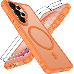 Ivoler coque magnétique pour samsung galaxy s26 ultra 5g avec 2 pièces verre trempé, compatible avec magsafe, translucide mat ar