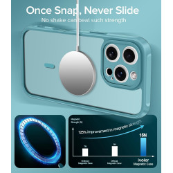 ivoler Coque Magnétique pour iPhone 15 Pro 6.1 Pouces, Compatible avec MagSafe, [Protection Antichoc Militaire] Translucide Mat 