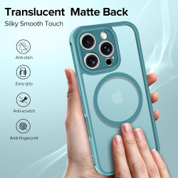 ivoler Coque Magnétique pour iPhone 15 Pro 6.1 Pouces, Compatible avec MagSafe, [Protection Antichoc Militaire] Translucide Mat 