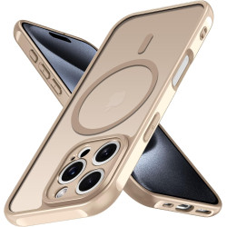 ivoler Coque Magnétique pour iPhone 15 Pro 6.1 Pouces, Compatible avec MagSafe, [Protection Antichoc Militaire] Translucide Mat 