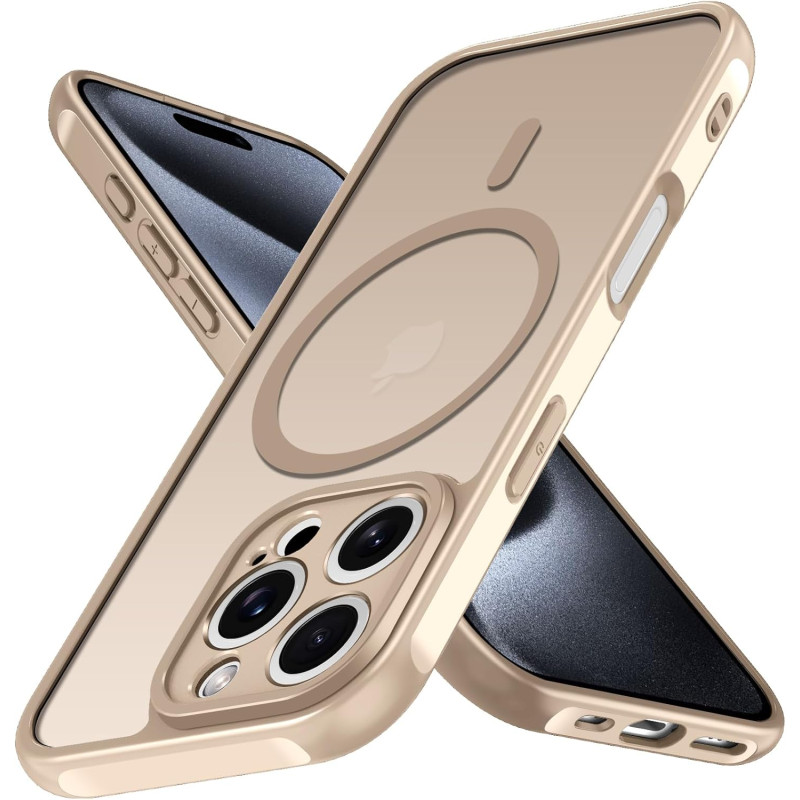 ivoler Coque Magnétique pour iPhone 15 Pro 6.1 Pouces, Compatible avec MagSafe, [Protection Antichoc Militaire] Translucide Mat 