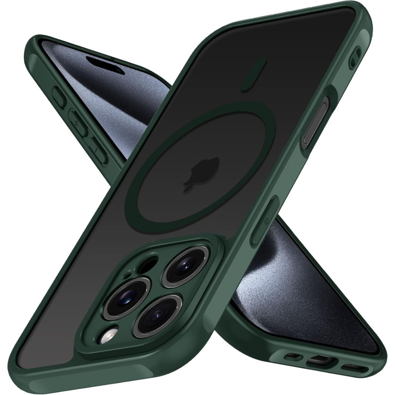 ivoler Coque Magnétique pour iPhone 15 Pro 6.1 Pouces, Compatible avec MagSafe, [Protection Antichoc Militaire] Translucide Mat 