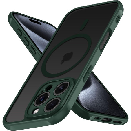 ivoler Coque Magnétique pour iPhone 15 Pro 6.1 Pouces, Compatible avec MagSafe, [Protection Antichoc Militaire] Translucide Mat 