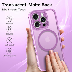 ivoler Coque Magnétique pour iPhone 15 Pro 6.1 Pouces, Compatible avec MagSafe, [Protection Antichoc Militaire] Translucide Mat 