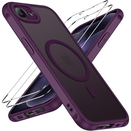 ivoler Coque Magnétique pour iPhone 17e / 16e, Compatible avec Magsafe, 2 Pièces Verre Trempé - Étui Antichoc avec Protection Mi