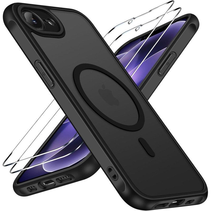 ivoler Coque Magnétique pour iPhone 17e / 16e, Compatible avec Magsafe, 2 Pièces Verre Trempé - Étui Antichoc avec Protection Mi