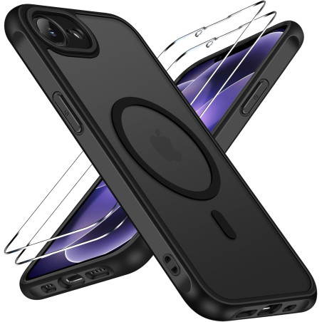 ivoler Coque Magnétique pour iPhone 17e / 16e, Compatible avec Magsafe, 2 Pièces Verre Trempé - Étui Antichoc avec Protection Mi