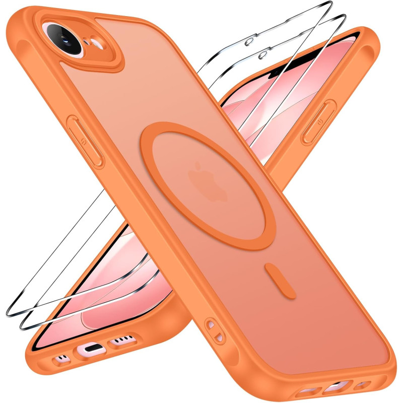 Ivoler coque magnétique pour iphone 17e / 16e, compatible avec magsafe, 2 pièces verre trempé - étui antichoc avec protection mi