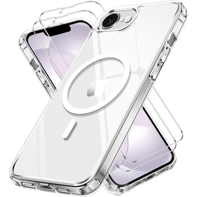 ivoler Coque Magnétique pour iPhone 17e / 16e, Compatible avec Magsafe, 2 Pièces Verre Trempé - Étui Antichoc avec Protection Mi