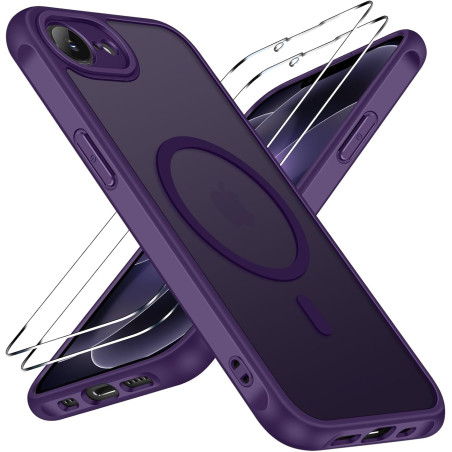 ivoler Coque Magnétique pour iPhone 17e / 16e, Compatible avec Magsafe, 2 Pièces Verre Trempé - Étui Antichoc avec Protection Mi