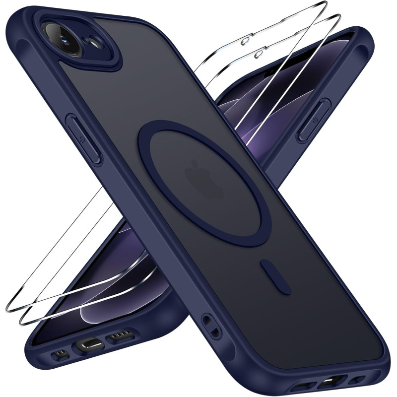 ivoler Coque Magnétique pour iPhone 17e / 16e, Compatible avec Magsafe, 2 Pièces Verre Trempé - Étui Antichoc avec Protection Mi