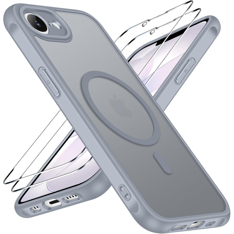 ivoler Coque Magnétique pour iPhone 17e / 16e, Compatible avec Magsafe, 2 Pièces Verre Trempé - Étui Antichoc avec Protection Mi