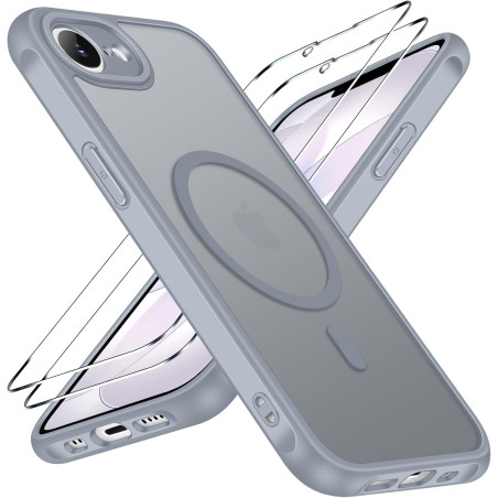 ivoler Coque Magnétique pour iPhone 17e / 16e, Compatible avec Magsafe, 2 Pièces Verre Trempé - Étui Antichoc avec Protection Mi