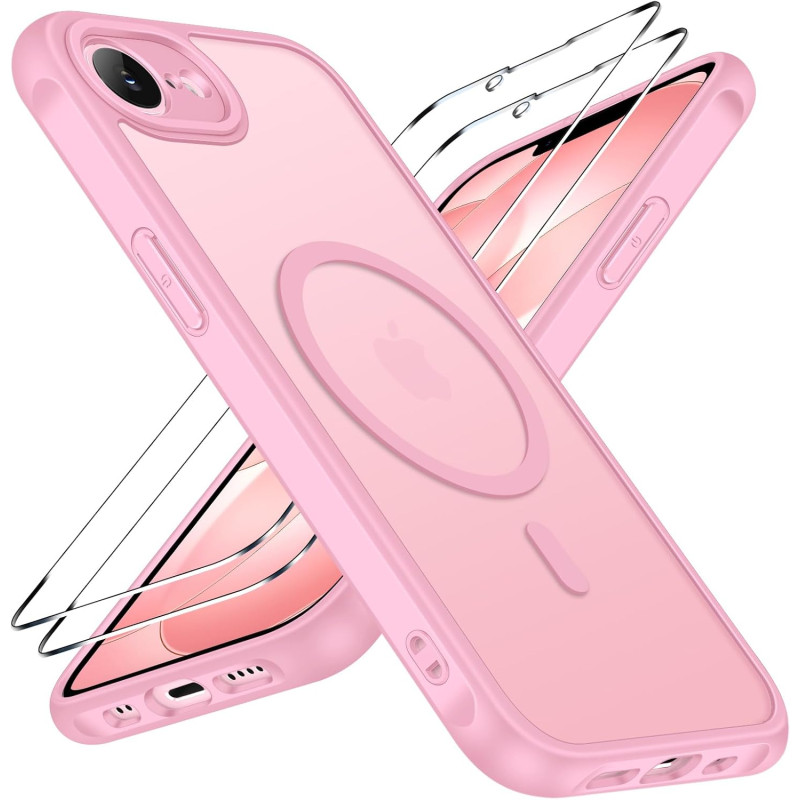 ivoler Coque Magnétique pour iPhone 17e / 16e, Compatible avec Magsafe, 2 Pièces Verre Trempé - Étui Antichoc avec Protection Mi