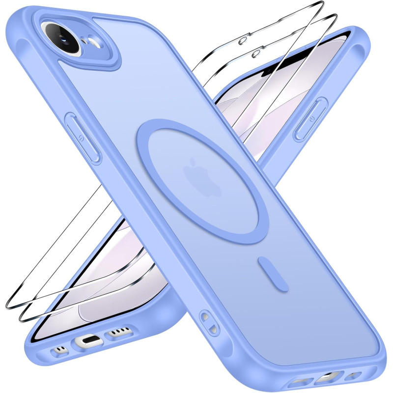 ivoler Coque Magnétique pour iPhone 17e / 16e, Compatible avec Magsafe, 2 Pièces Verre Trempé - Étui Antichoc avec Protection Mi