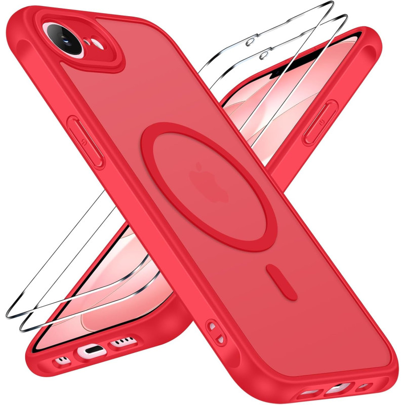 ivoler Coque Magnétique pour iPhone 17e / 16e, Compatible avec Magsafe, 2 Pièces Verre Trempé - Étui Antichoc avec Protection Mi