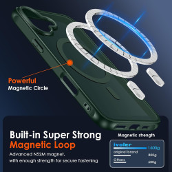 ivoler Coque Magnétique pour iPhone 16 Plus, Compatible avec MagSafe, Translucide Mat Arrière Étui de Protection en Silicone Liq