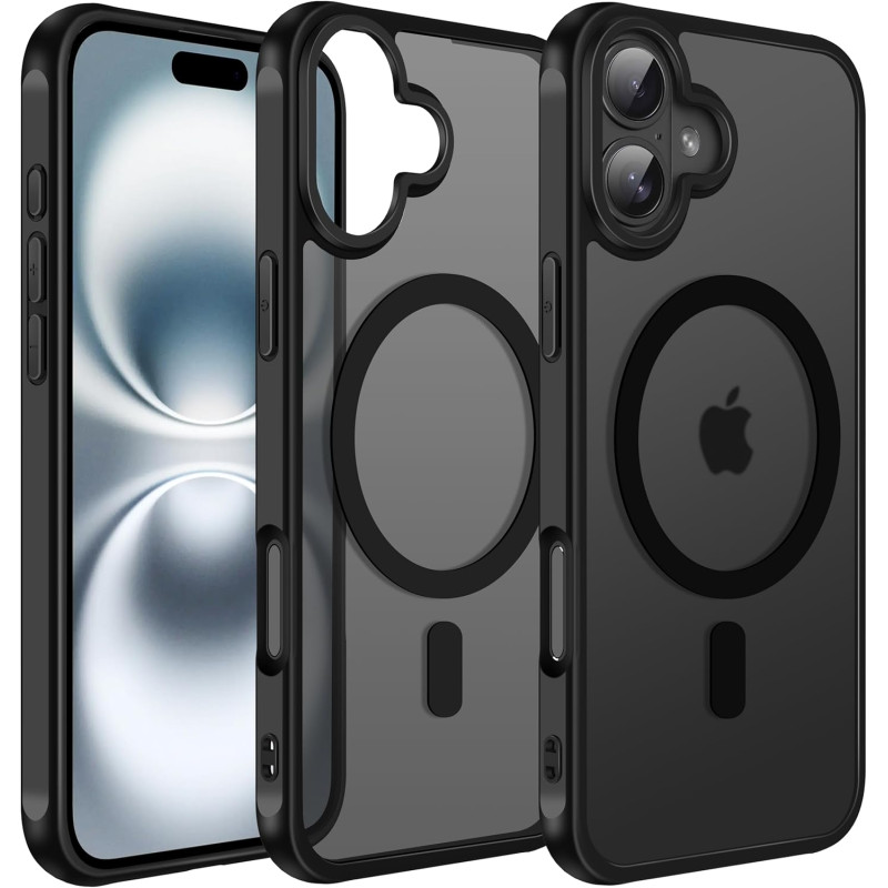 ivoler Coque Magnétique pour iPhone 16 Plus, Compatible avec MagSafe, Translucide Mat Arrière Étui de Protection en Silicone Liq
