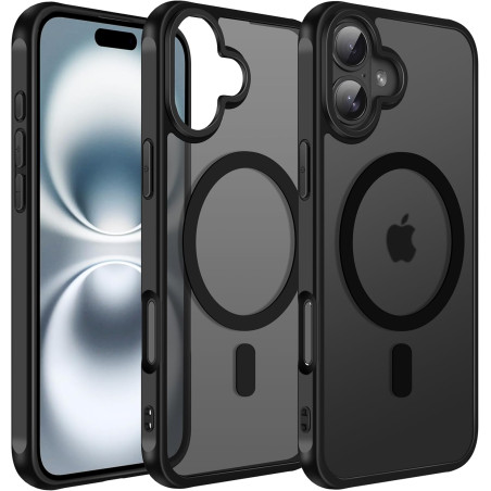 ivoler Coque Magnétique pour iPhone 16 Plus, Compatible avec MagSafe, Translucide Mat Arrière Étui de Protection en Silicone Liq
