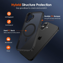ivoler Coque Magnétique pour iPhone 16 Plus, Compatible avec MagSafe, Translucide Mat Arrière Étui de Protection en Silicone Liq