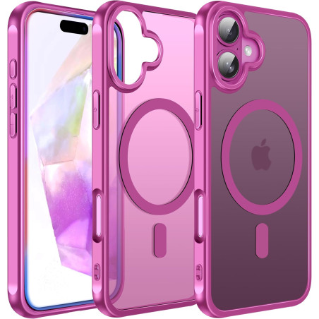 ivoler Coque Magnétique pour iPhone 16 Plus, Compatible avec MagSafe, Translucide Mat Arrière Étui de Protection en Silicone Liq