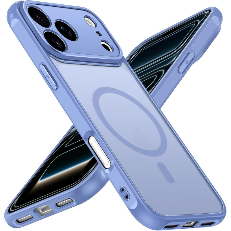 ivoler Coque Magnétique pour iPhone 17 Pro Max, Compatible avec MagSafe, Translucide Mat Arrière Étui de Protection en Silicone 