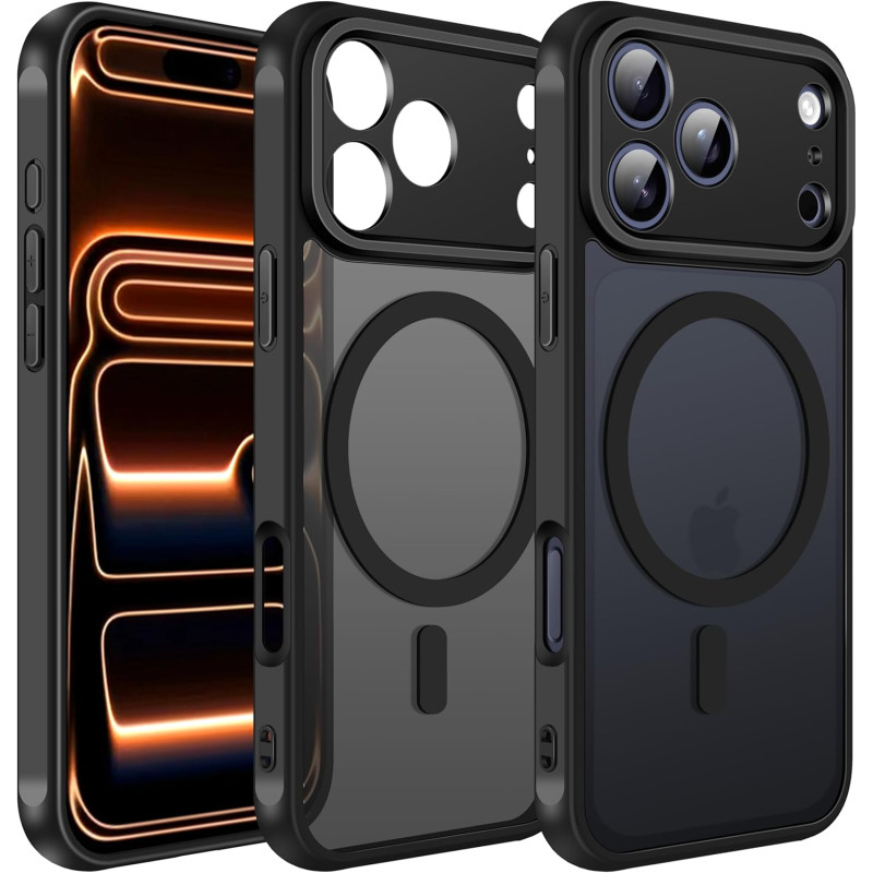 ivoler Coque Magnétique pour iPhone 17 Pro Max, Compatible avec MagSafe, Translucide Mat Arrière Étui de Protection en Silicone 