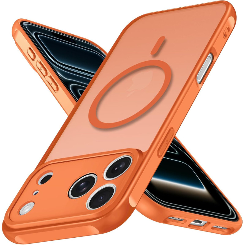 Ivoler coque magnétique pour iphone 17 pro max, compatible avec magsafe, [protection antichoc militaire] translucide mat arrière