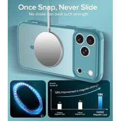 ivoler Coque Magnétique pour iPhone 17 Pro Max, Compatible avec MagSafe, [Protection Antichoc Militaire] Translucide Mat Arrière