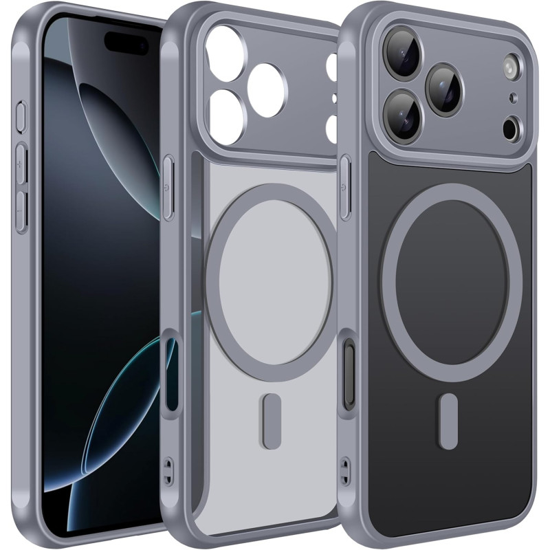 ivoler Coque Magnétique pour iPhone 17 Pro Max, Compatible avec MagSafe, Translucide Mat Arrière Étui de Protection en Silicone 