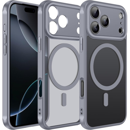 ivoler Coque Magnétique pour iPhone 17 Pro Max, Compatible avec MagSafe, Translucide Mat Arrière Étui de Protection en Silicone 