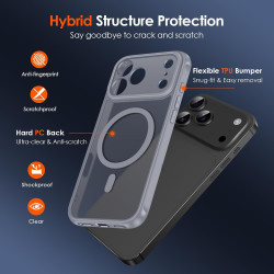 ivoler Coque Magnétique pour iPhone 17 Pro Max, Compatible avec MagSafe, Translucide Mat Arrière Étui de Protection en Silicone 