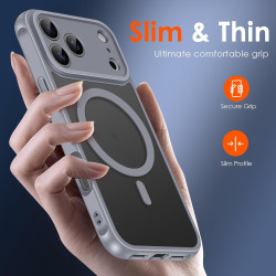 ivoler Coque Magnétique pour iPhone 17 Pro Max, Compatible avec MagSafe, Translucide Mat Arrière Étui de Protection en Silicone 