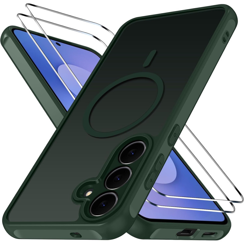 ivoler Coque Magnétique pour Samsung Galaxy S25 FE 5G, Compatible avec MagSafe, Translucide Mat Arrière Étui de Protection en Si