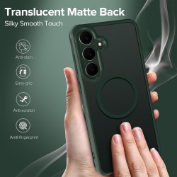 ivoler Coque Magnétique pour Samsung Galaxy S25 FE 5G, Compatible avec MagSafe, Translucide Mat Arrière Étui de Protection en Si