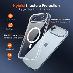 ivoler Coque Magnétique pour iPhone Air, Compatible avec MagSafe, [Protection Antichoc Militaire] HD Clair Étui de Téléphone Dos