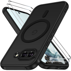 ivoler Magnétique Coque pour Google Pixel 9a, avec 2 Pièces Verre Trempé, Anti-Jaunissement Protection Militaire Étui de Mince B