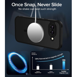 ivoler Magnétique Coque pour Google Pixel 9a, avec 2 Pièces Verre Trempé, Anti-Jaunissement Protection Militaire Étui de Mince B