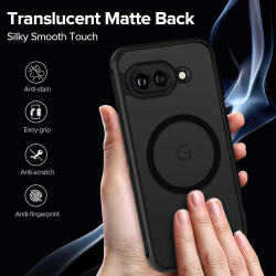 ivoler Magnétique Coque pour Google Pixel 9a, avec 2 Pièces Verre Trempé, Anti-Jaunissement Protection Militaire Étui de Mince B