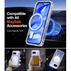 ivoler Magnétique Coque 3 en 1 Compatible avec Google Pixel 9a - Étui Antichoc avec Protection Militaire, 2 Pièces Verre Trempé,