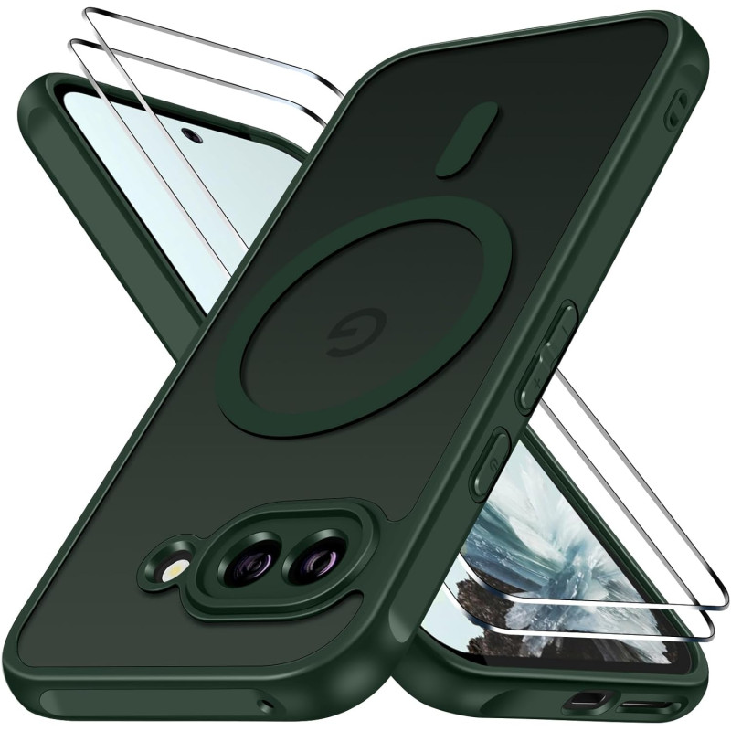 ivoler Coque Magnétique pour Google Pixel 9a, Compatible avec MagSafe, Translucide Mat Arrière Étui de Protection en Silicone Li